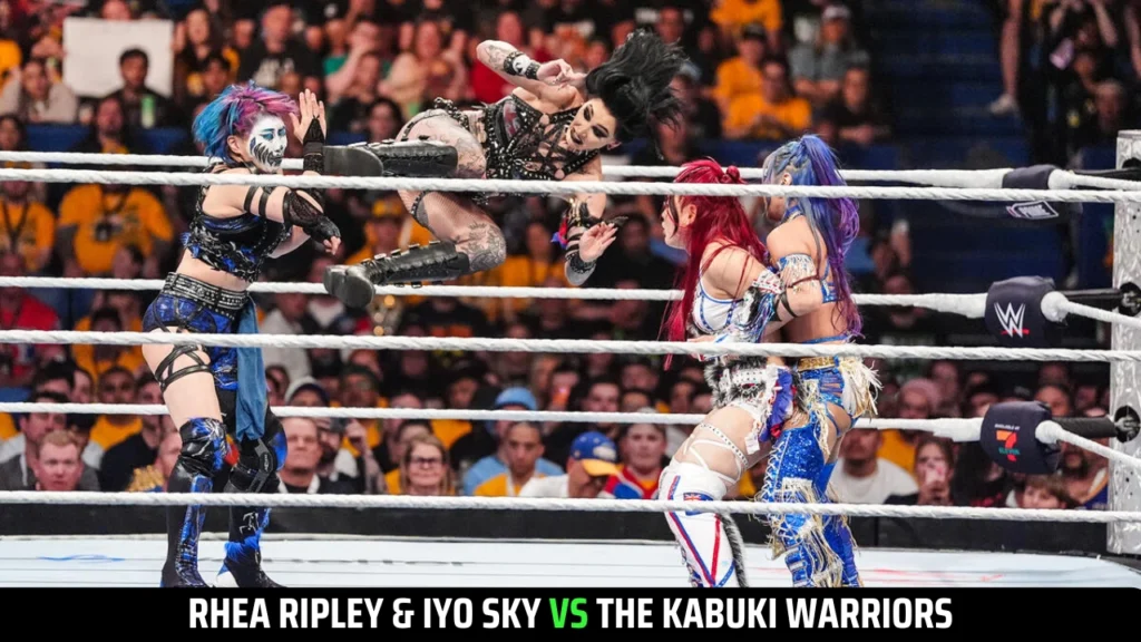 Rhea Ripley attacking Asuka