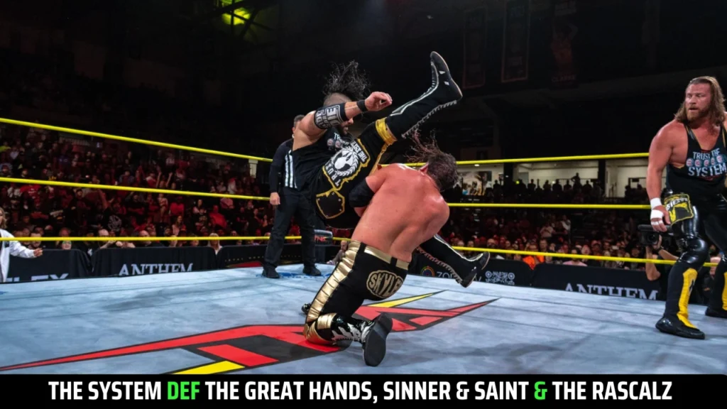 Sinner & Saint (Travis Williams & Judas Icarus) vs. The Rascalz (Trey Miguel & Zachary Wentz) vs. The Great Hands (John Skyler & Jason Hotch) w/ Tasha Steelz vs. The System (Brian Myers & Eddie Edwards) w/ Alisha Edwards: TNA iMPACT Results November 6, 2025