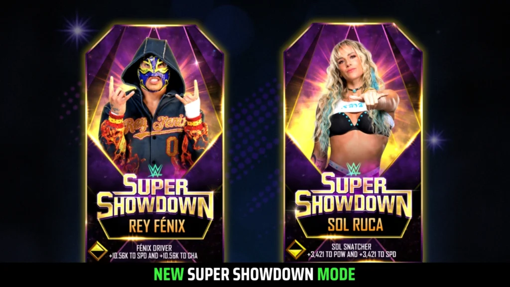 WWE SuperCard Season 12 Special Cards of Rey Fenix and Sol Ruca